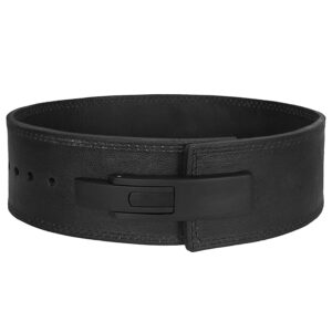 Pure Black Leather Lever Belt